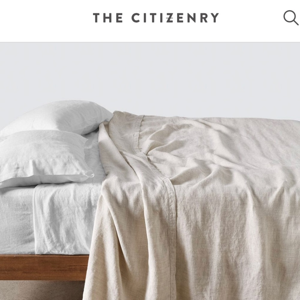 The Citizenry Queen Size Stone Washed Linen Bed Cover and Shams